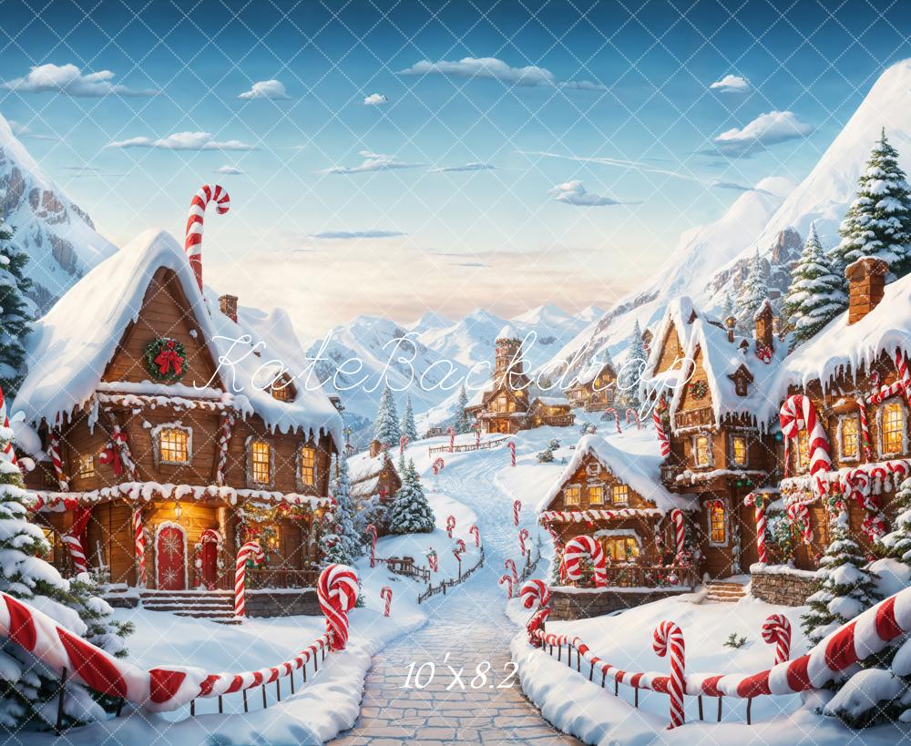 Kate Christmas Fantasy Cartoon Gingerbread Town Backdrop Designed by Emetselch - Image 5