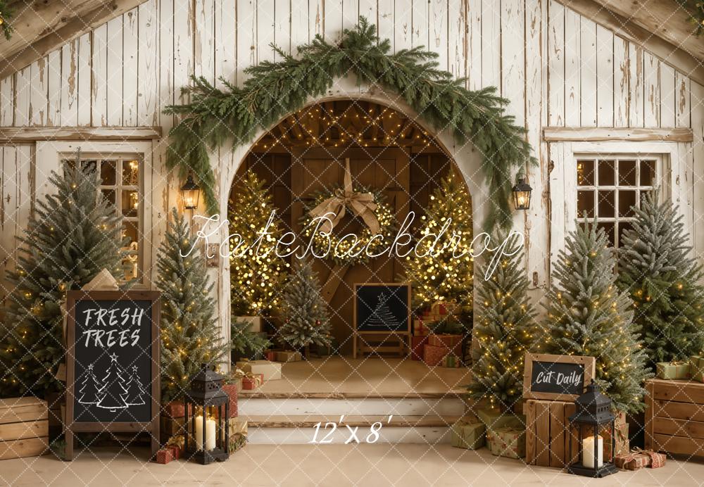 Kate Christmas Farmhouse Fresh Trees Fleece Backdrop Designed by Emetselch - Image 4