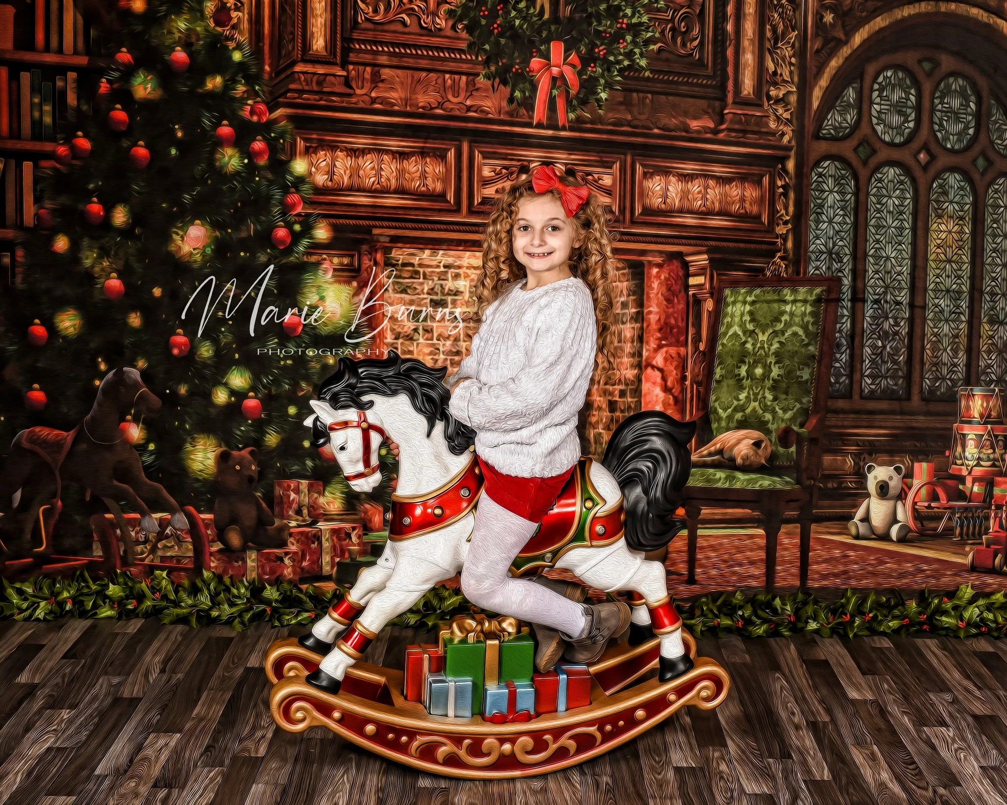 Kate Christmas Fireplace Backdrop for Photography - Image 3