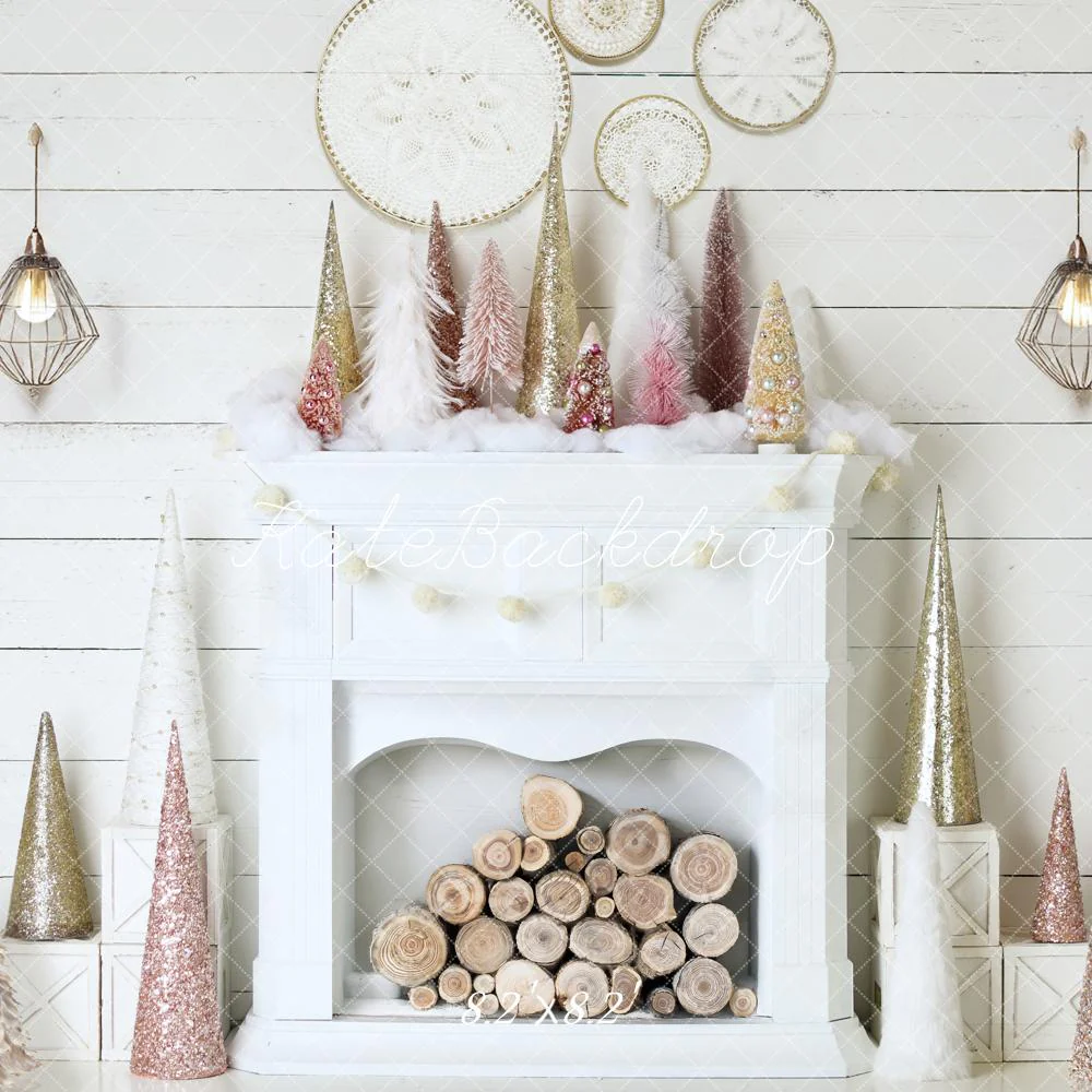 Kate Christmas Fireplace Pink&Gold Boho Backdrop Designed by Mandy Ringe Photography - Image 5