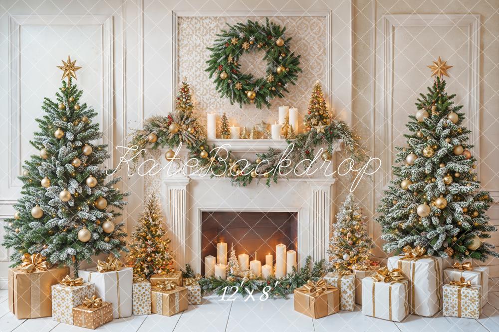 Kate Christmas Fireplace Candles Presents Fleece Backdrop Designed by Emetselch - Image 4