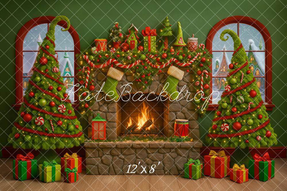 Kate Christmas Fireplace Curved Trees Presents Backdrop Designed by Ashley Paul - Image 8