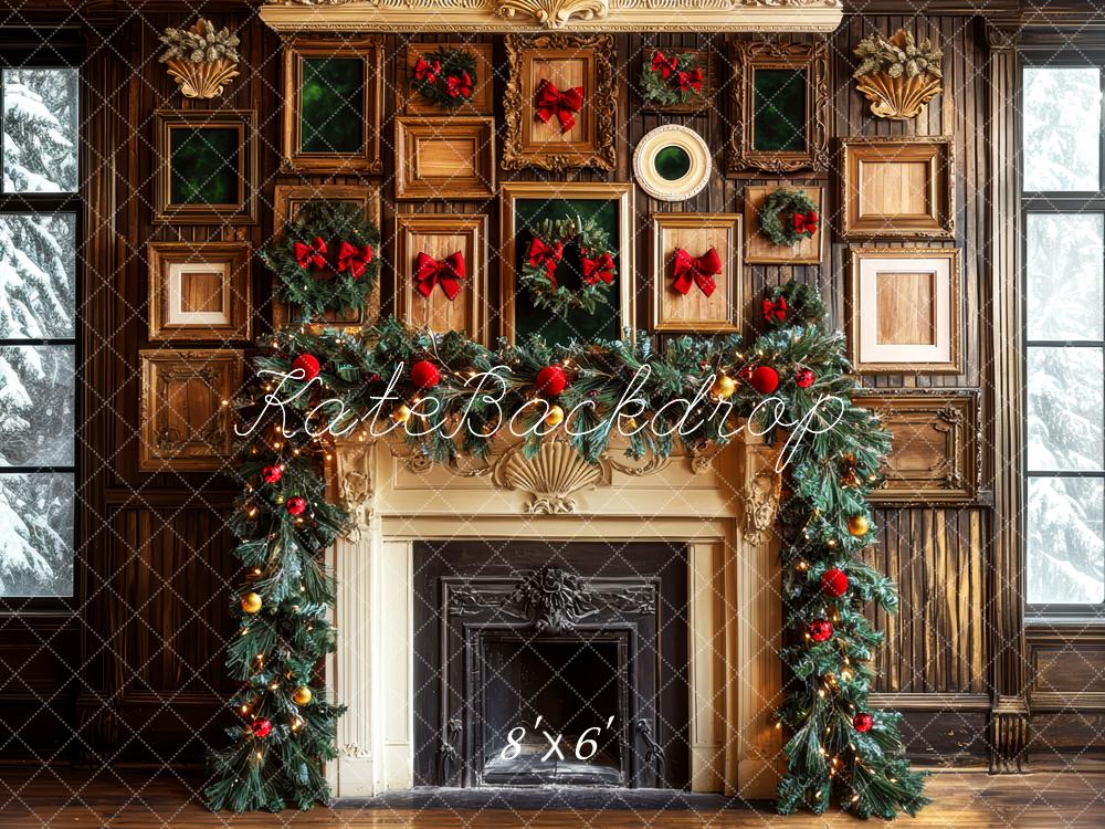 Kate Christmas Fireplace Garland Wooden Wall Backdrop Designed by Mini MakeBelieve - Image 3