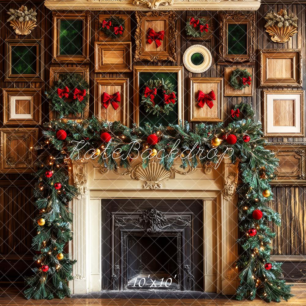 Kate Christmas Fireplace Garland Wooden Wall Backdrop Designed by Mini MakeBelieve - Image 7