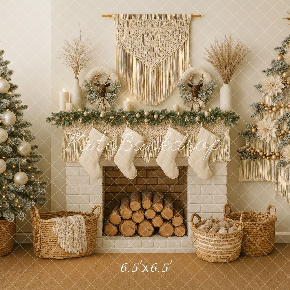 Kate Christmas Fireplace Macrame Tree Decor Backdrop Designed by Ashley Paul - Image 2