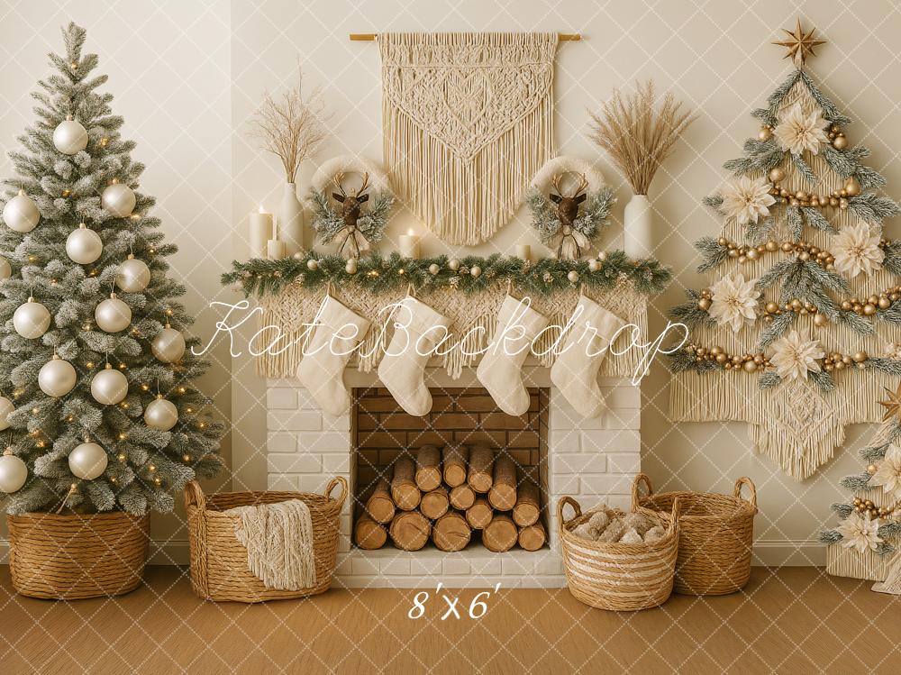 Kate Christmas Fireplace Macrame Tree Decor Backdrop Designed by Ashley Paul - Image 3