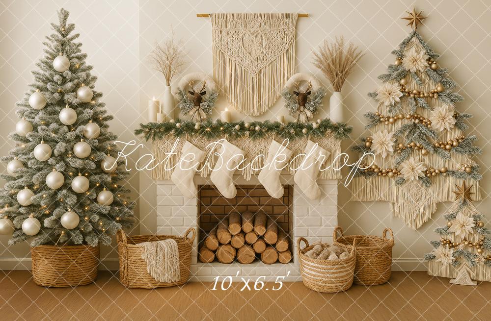 Kate Christmas Fireplace Macrame Tree Decor Backdrop Designed by Ashley Paul - Image 4