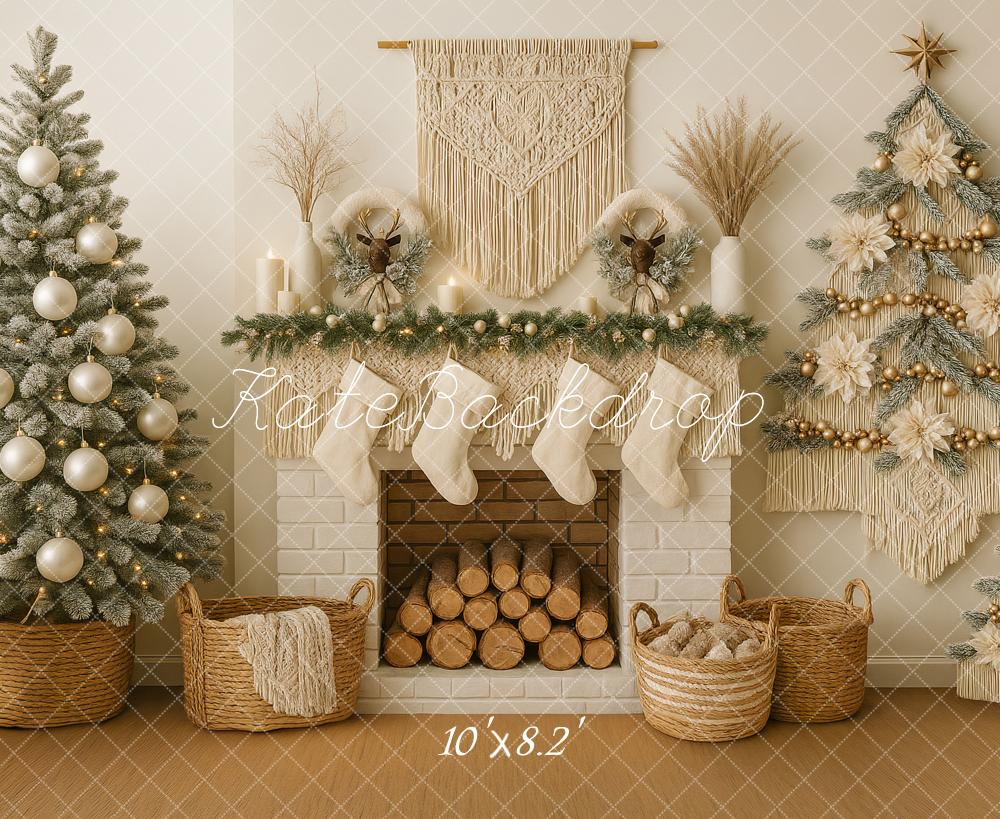 Kate Christmas Fireplace Macrame Tree Decor Backdrop Designed by Ashley Paul - Image 6