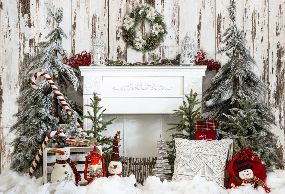 Kate Christmas Fireplace Oak Tree Backdrop for Photography - Image 2