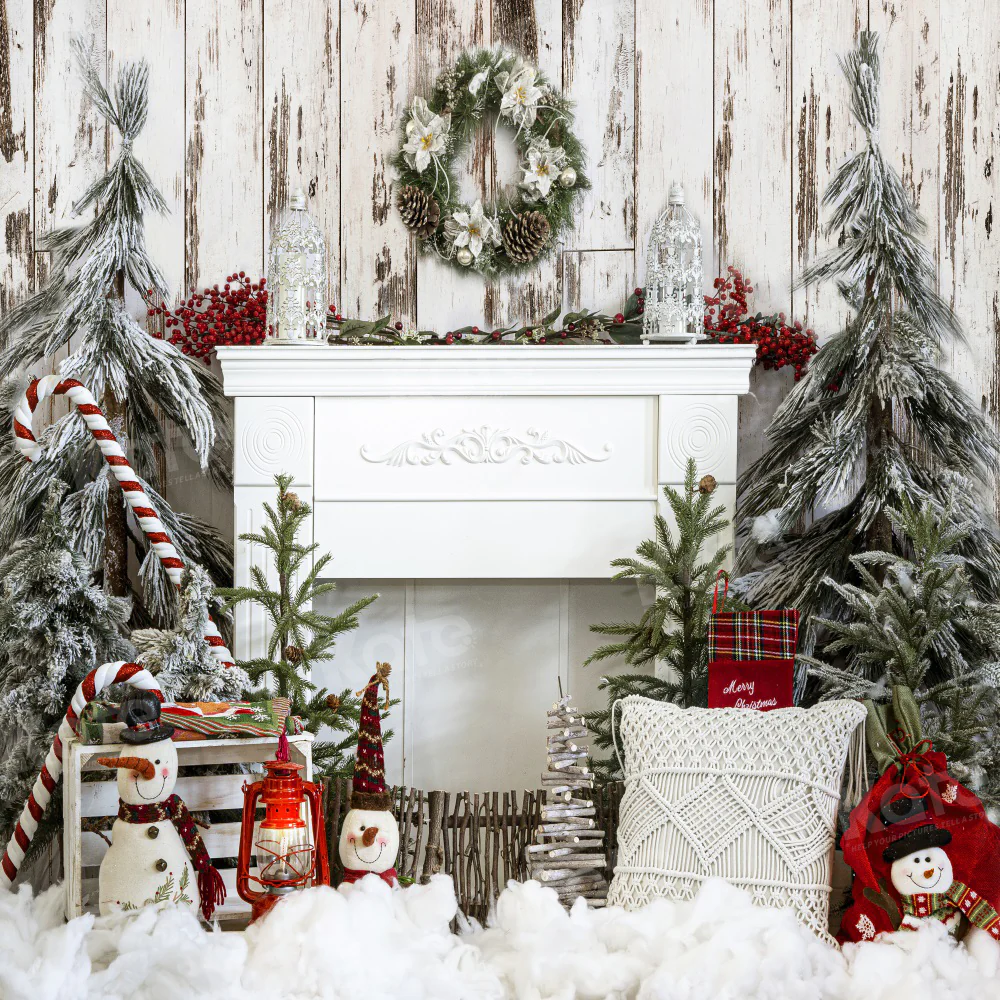 Kate Christmas Fireplace Oak Tree Backdrop for Photography - Image 4