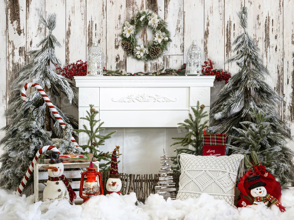 Kate Christmas Fireplace Oak Tree Backdrop for Photography - Image 5