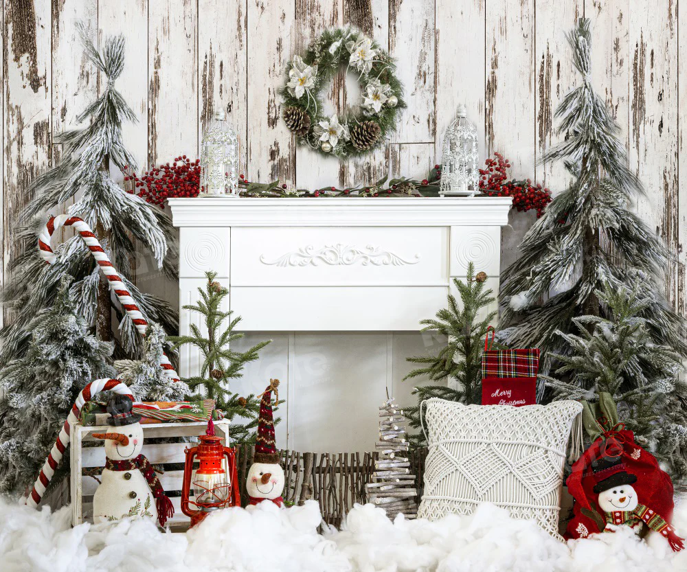Kate Christmas Fireplace Oak Tree Backdrop for Photography - Image 6