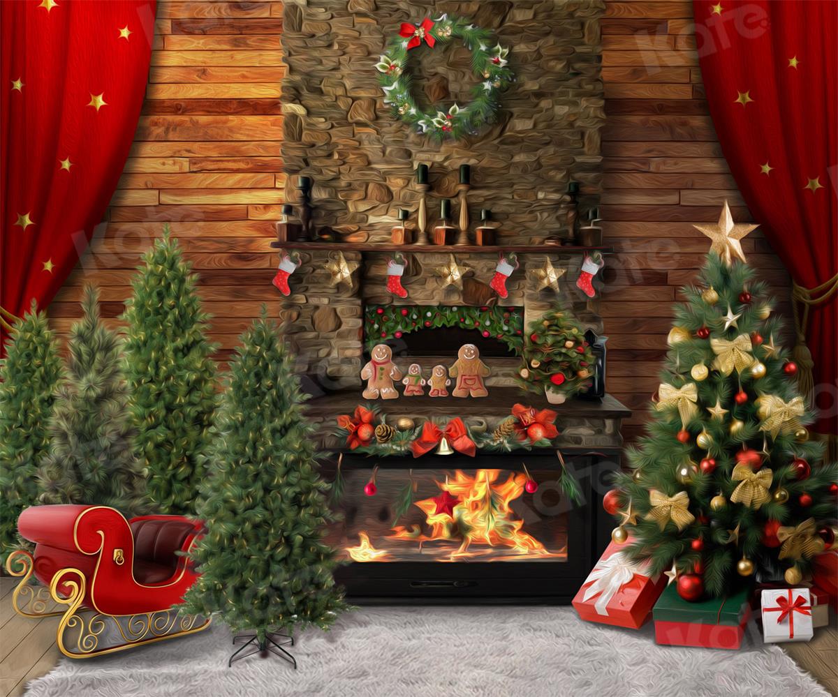 Kate Christmas Fireplace Room Backdrop for Photography - Image 3