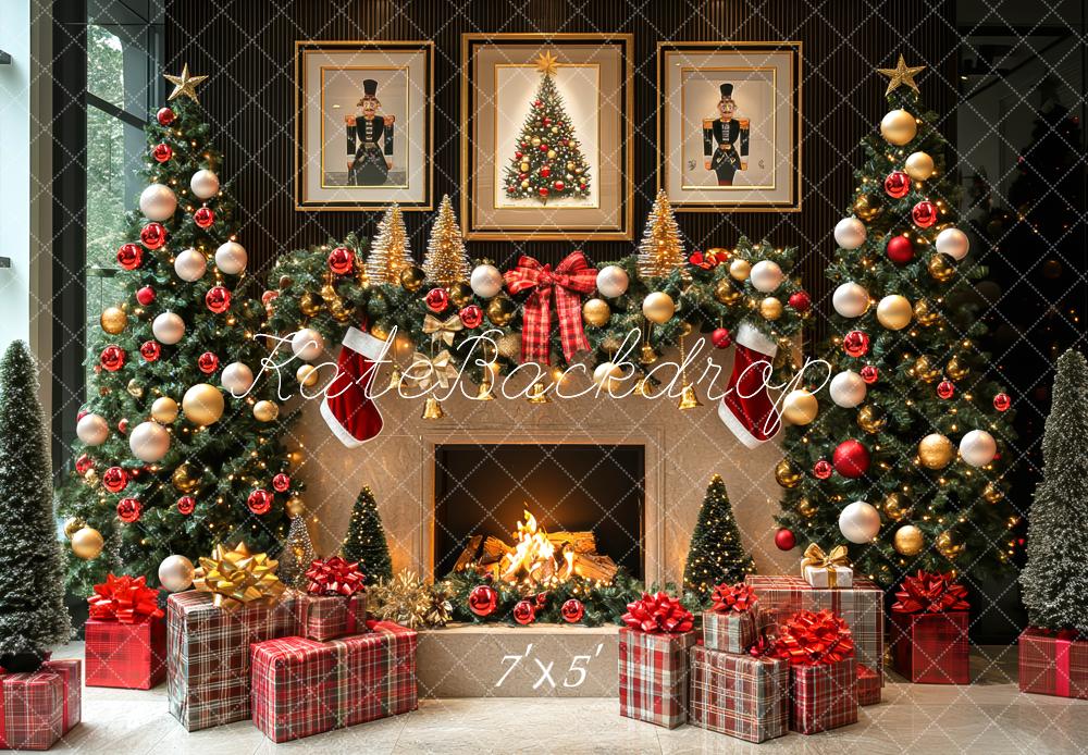 Kate Christmas Fireplace Tree Garland Gifts Backdrop Designed by Mini MakeBelieve - Image 2