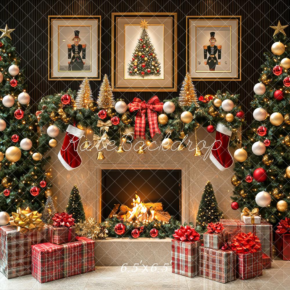Kate Christmas Fireplace Tree Garland Gifts Backdrop Designed by Mini MakeBelieve - Image 4