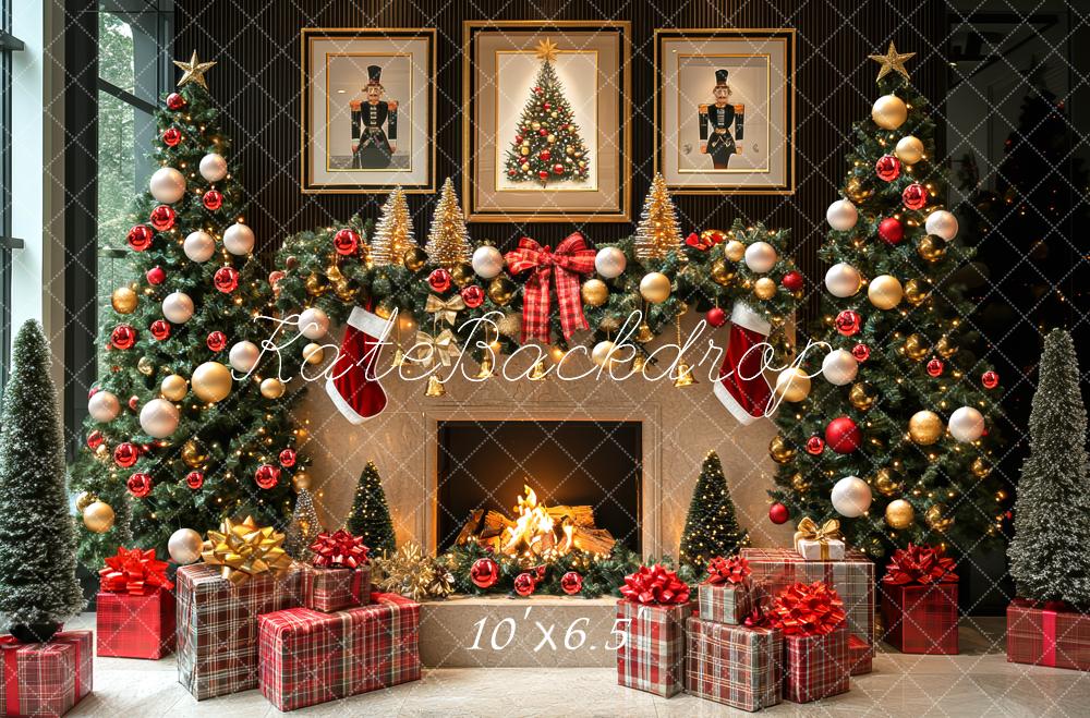Kate Christmas Fireplace Tree Garland Gifts Backdrop Designed by Mini MakeBelieve - Image 5