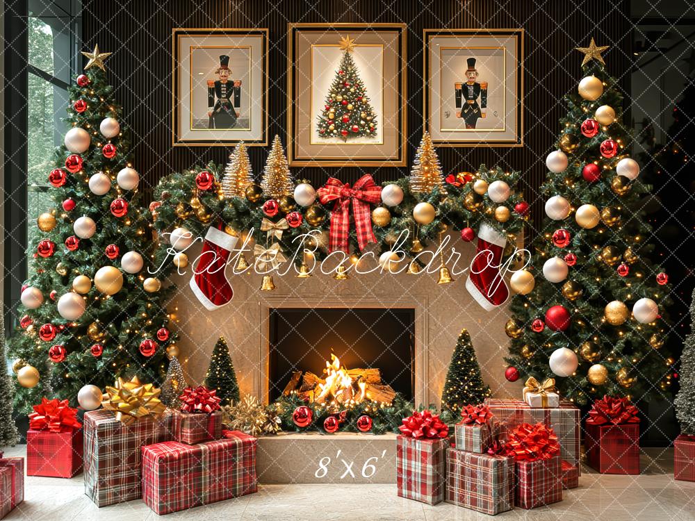 Kate Christmas Fireplace Tree Garland Gifts Backdrop Designed by Mini MakeBelieve - Image 6