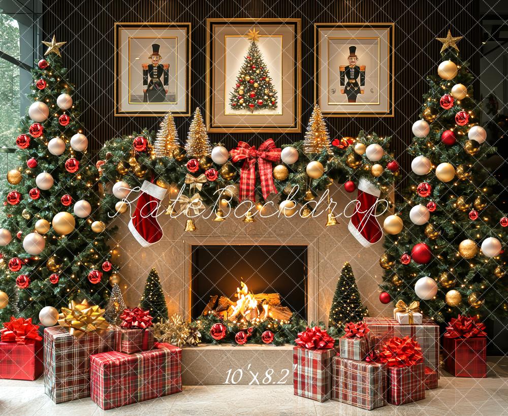 Kate Christmas Fireplace Tree Garland Gifts Backdrop Designed by Mini MakeBelieve - Image 7