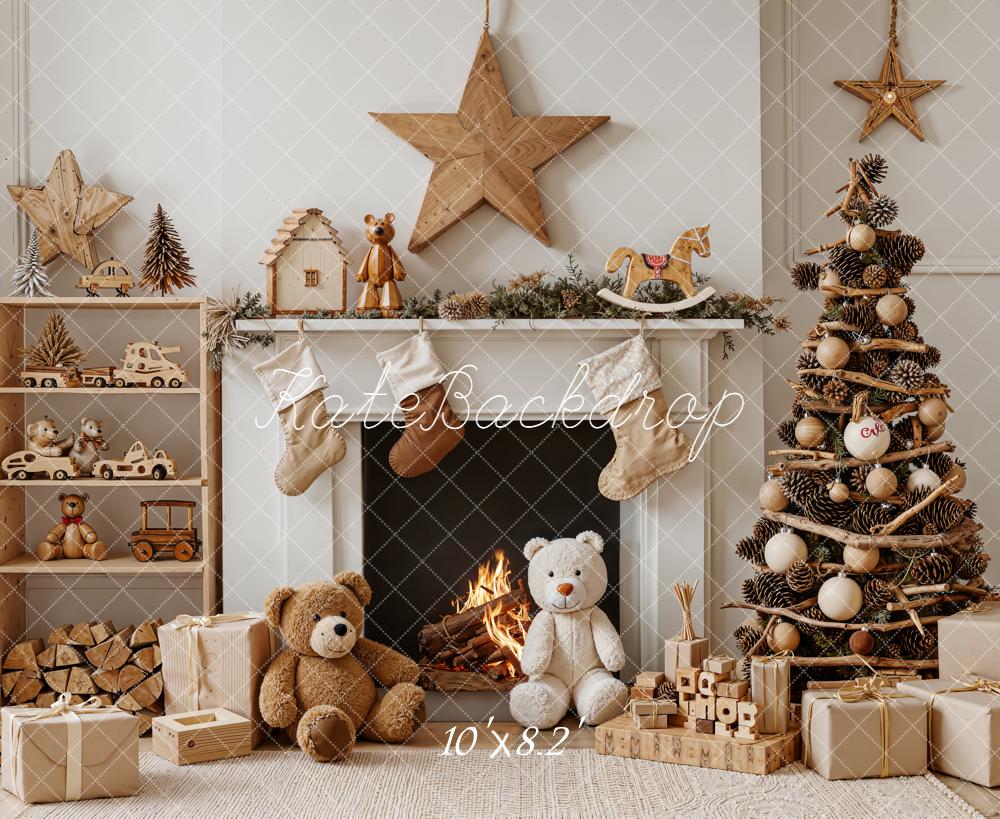 Kate Christmas Fireplace Tree Toys Backdrop Designed by Emetselch - Image 6