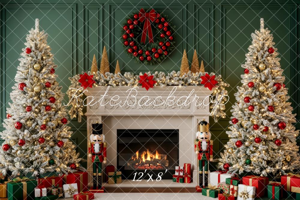Kate Christmas Fireplace Trees Nutcracker Gifts Fleece Backdrop Designed by Patty Robert - Image 4