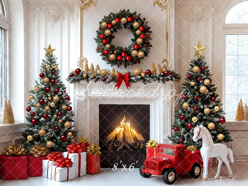 Kate Christmas Fireplace Room Backdrop Designed by Mini MakeBelieve - Image 3