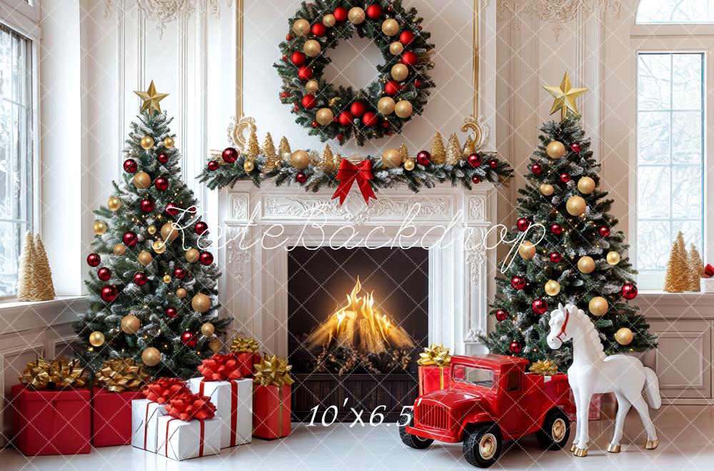 Kate Christmas Fireplace Room Backdrop Designed by Mini MakeBelieve - Image 4