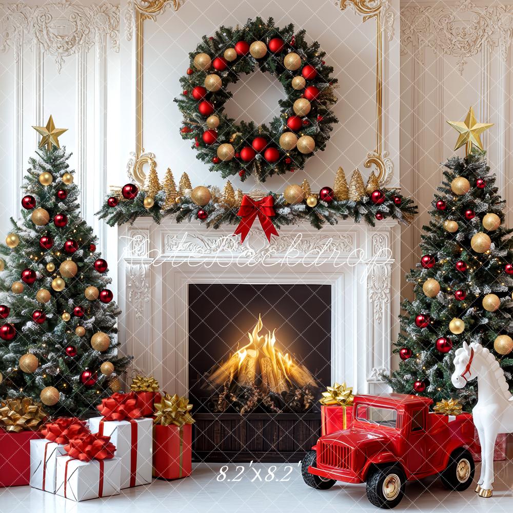 Kate Christmas Fireplace Room Backdrop Designed by Mini MakeBelieve - Image 5
