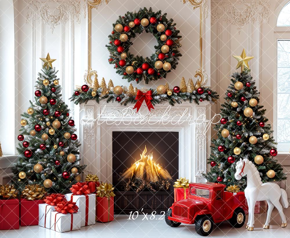 Kate Christmas Fireplace Room Backdrop Designed by Mini MakeBelieve - Image 6