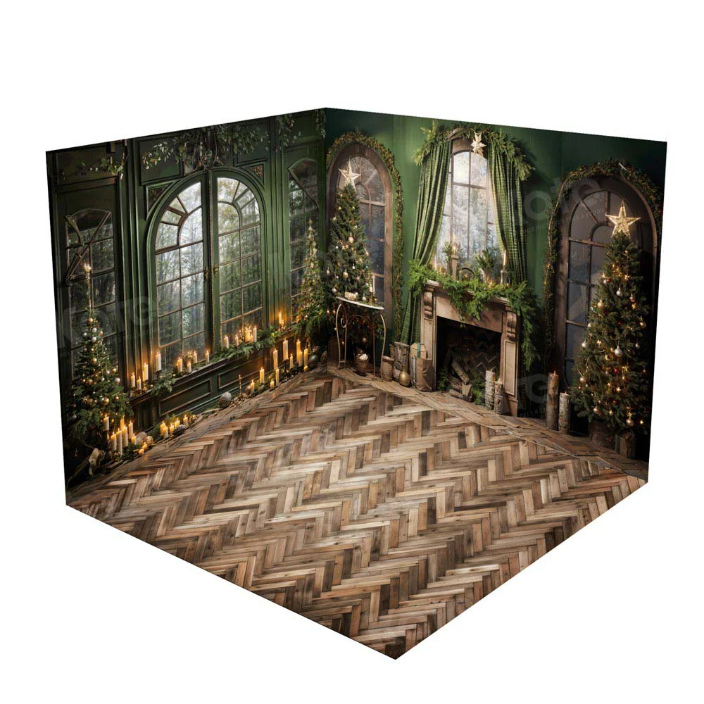 Kate Christmas Fireplace Window Green Room Set - Image 2