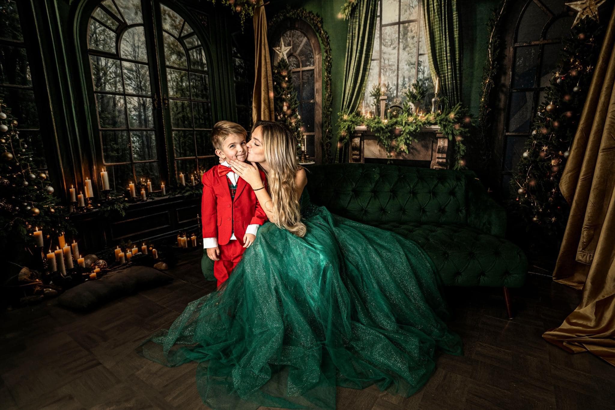 Kate Christmas Fireplace Window Green Room Set - Image 3