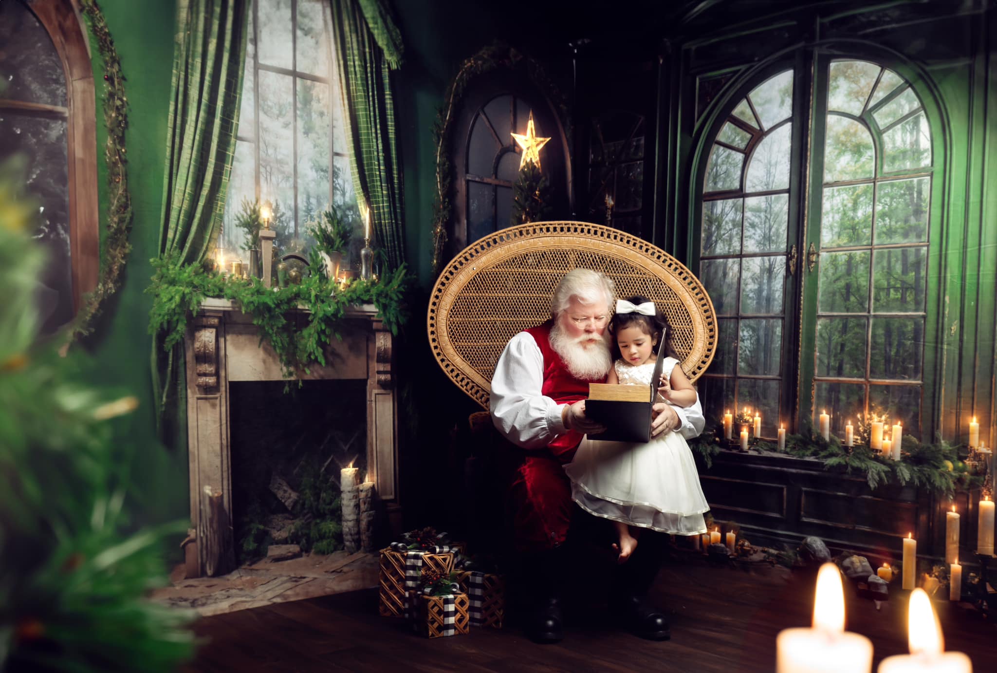 Kate Christmas Fireplace Window Green Room Set - Image 8