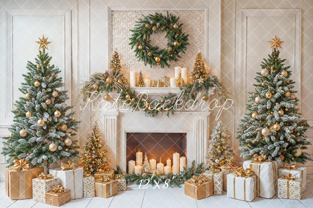 Kate Christmas Fireplace Wreath Trees Backdrop Designed by Emetselch - Image 8