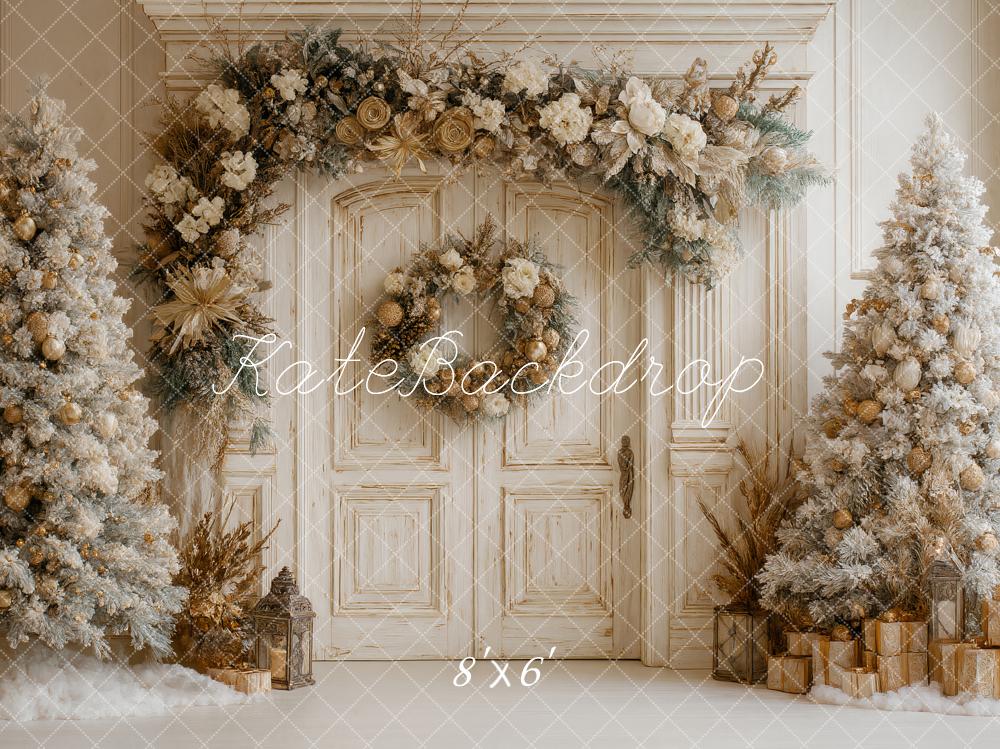 Kate Christmas Floral Arch Snowy Trees Backdrop Designed by Ashley Paul - Image 3