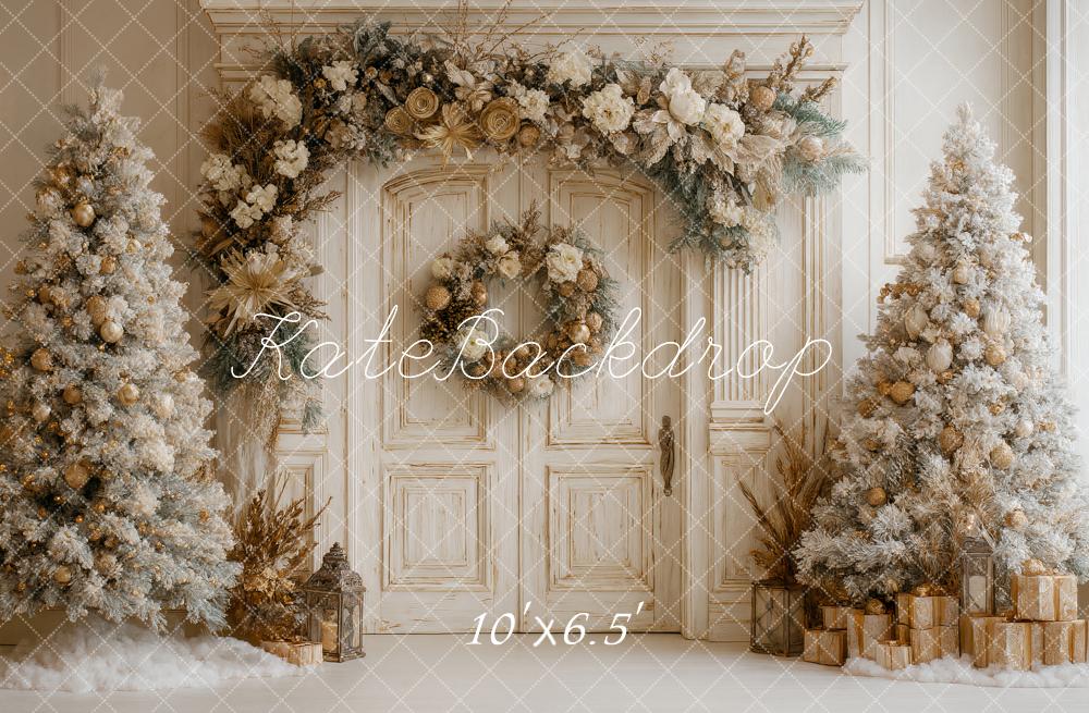 Kate Christmas Floral Arch Snowy Trees Backdrop Designed by Ashley Paul - Image 4