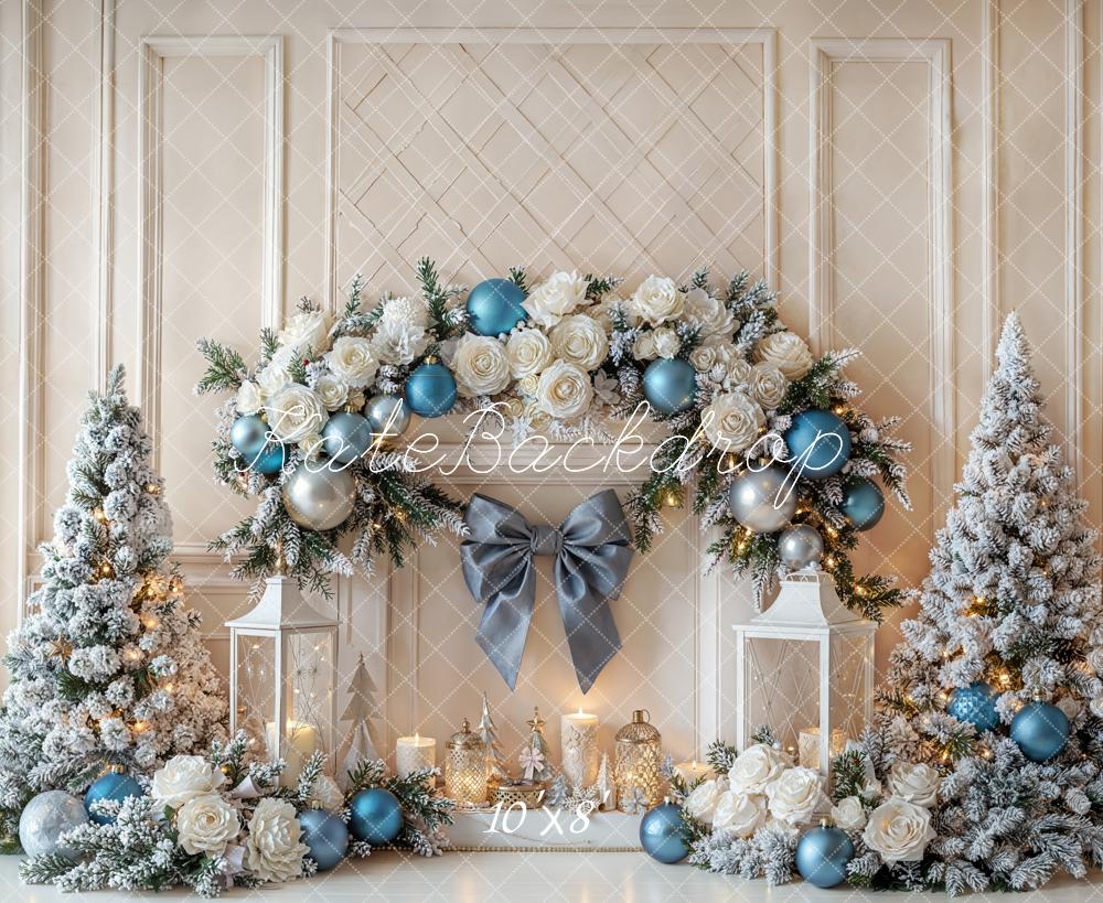 Kate Christmas Floral Arch Trees Fleece Backdrop Designed by Emetselch - Image 3