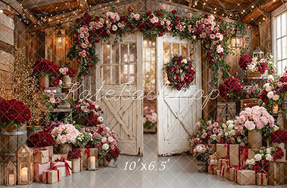 Kate Floral Rustic Gifts Lanterns Door Fleece Backdrop Designed by Emetselch - Image 2