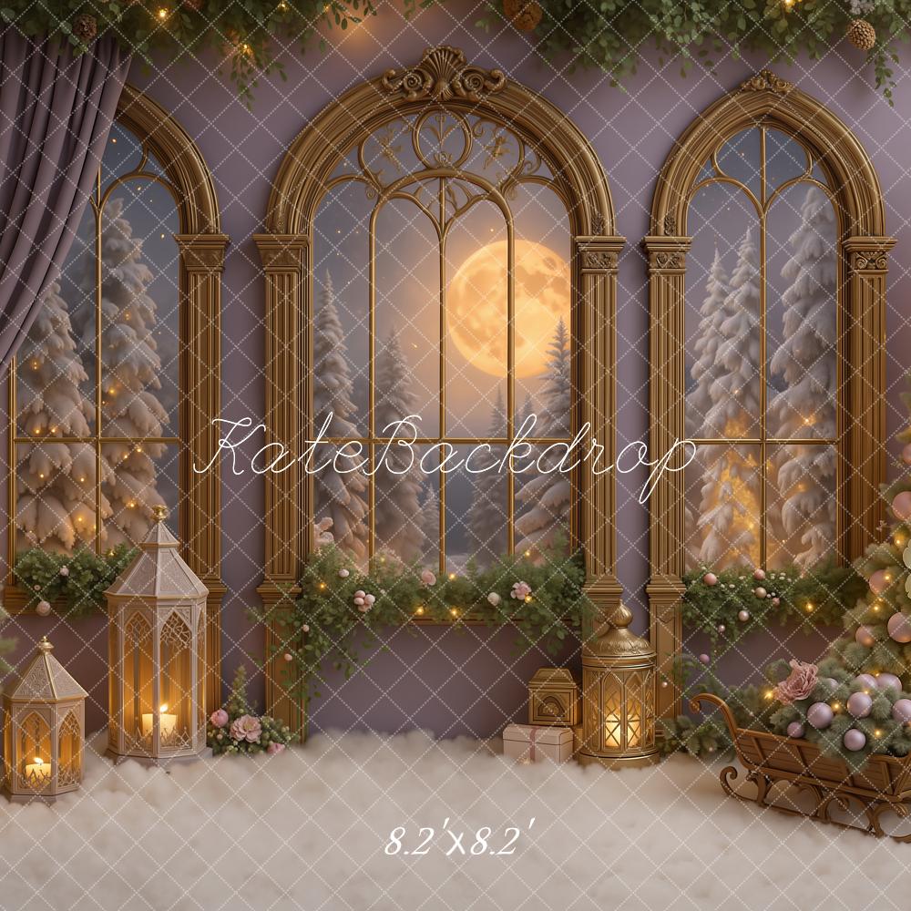 Kate Christmas Floral Trees Moonlit Window Backdrop Designed by Ashley Paul - Image 5