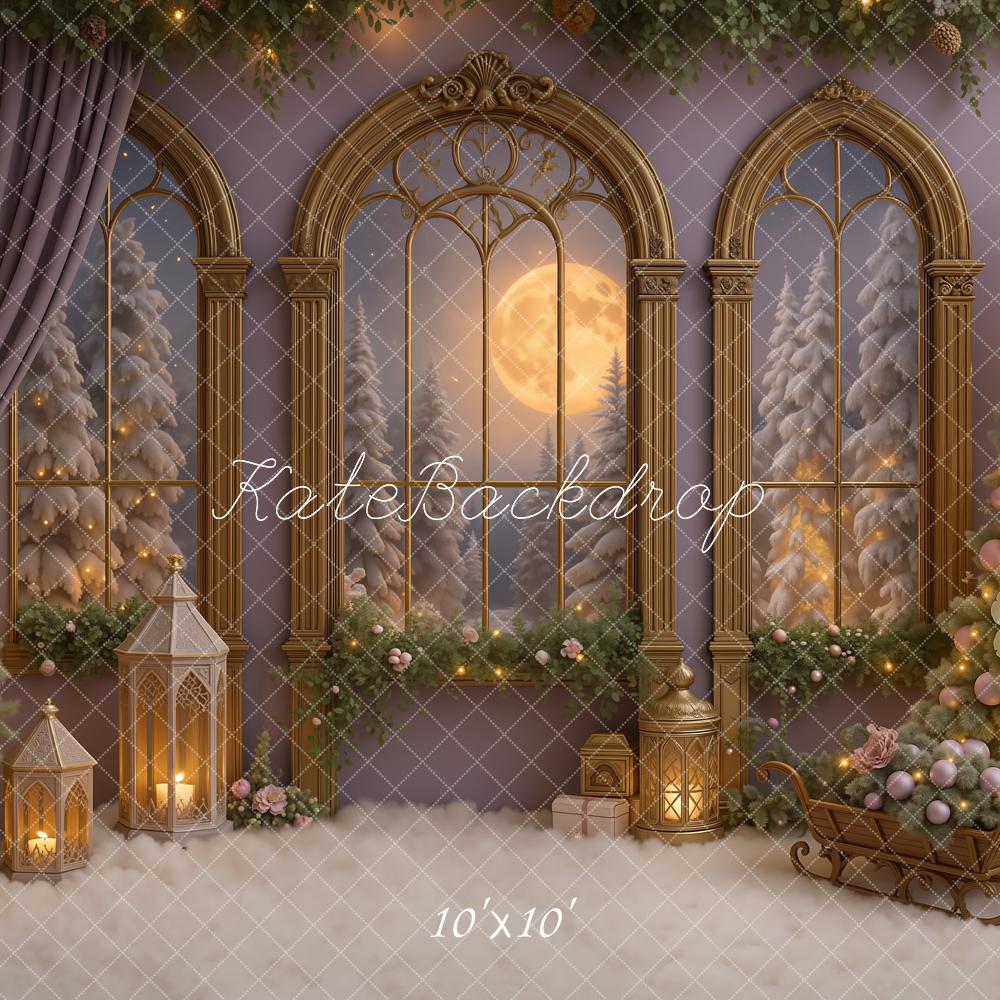 Kate Christmas Floral Trees Moonlit Window Backdrop Designed by Ashley Paul - Image 7