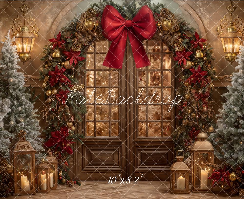 Kate Christmas Floral Arch Lantern Trees Backdrop Designed by Emetselch - Image 10