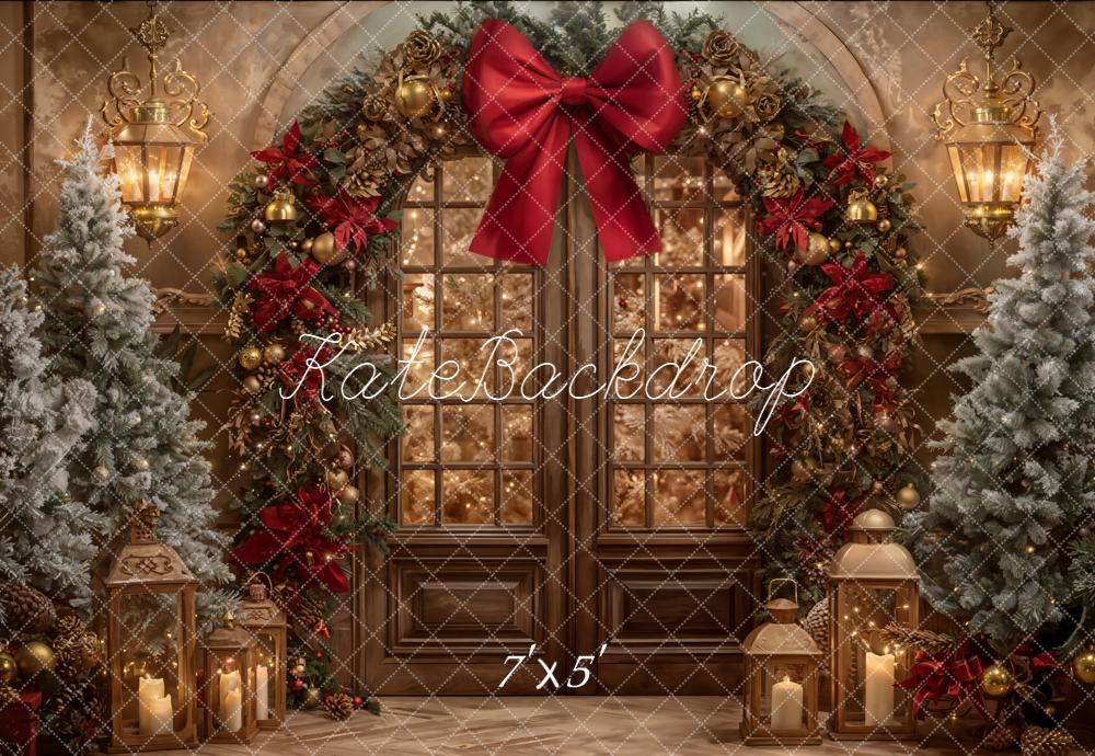 Kate Christmas Floral Arch Lantern Trees Backdrop Designed by Emetselch - Image 2