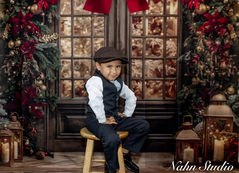 Kate Christmas Floral Arch Lantern Trees Backdrop Designed by Emetselch - Image 3