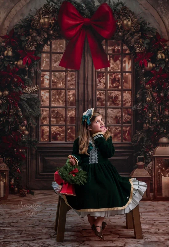 Kate Christmas Floral Arch Lantern Trees Backdrop Designed by Emetselch - Image 4