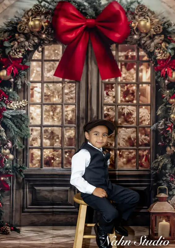 Kate Christmas Floral Arch Lantern Trees Backdrop Designed by Emetselch - Image 5