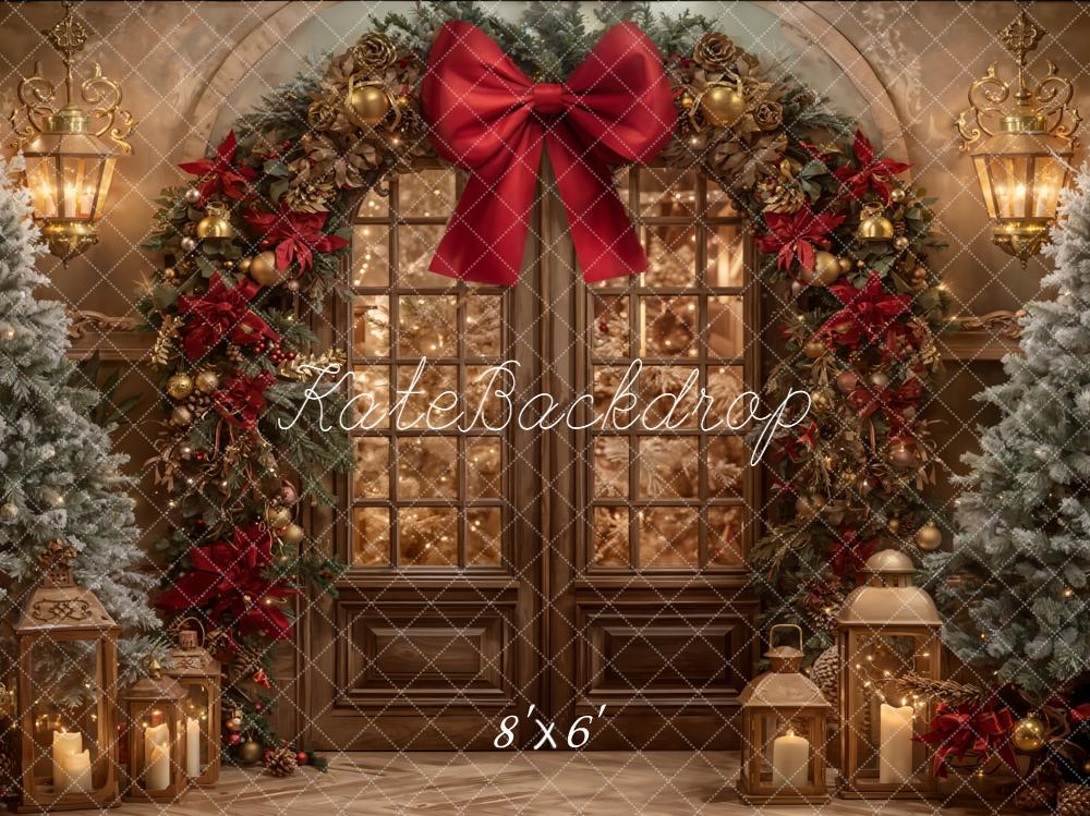 Kate Christmas Floral Arch Lantern Trees Backdrop Designed by Emetselch - Image 7