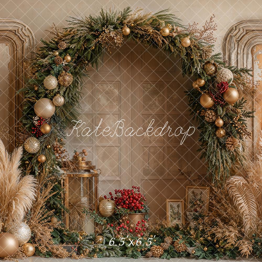 Kate Christmas Floralr Arch Pampas Grass Backdrop Designed by Emetselch - Image 2