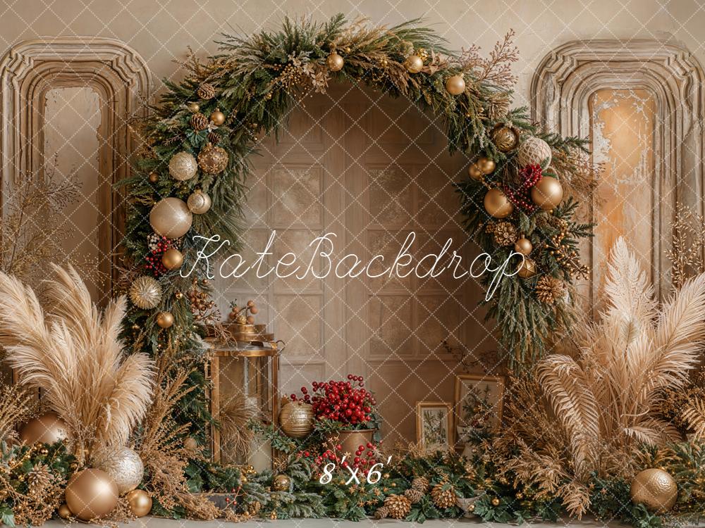 Kate Christmas Floralr Arch Pampas Grass Backdrop Designed by Emetselch - Image 3