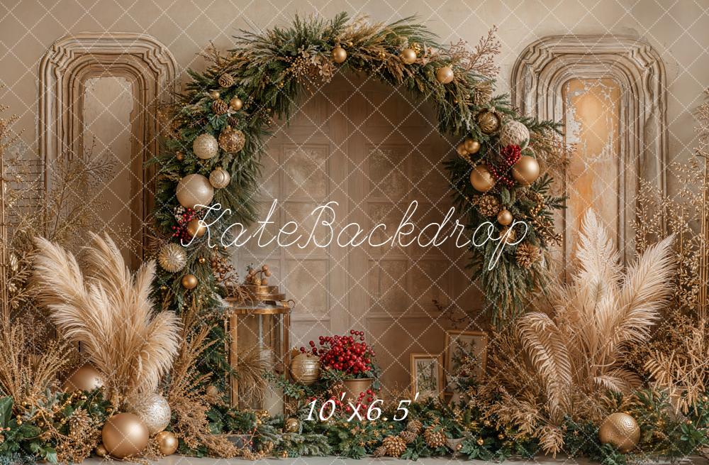 Kate Christmas Floralr Arch Pampas Grass Backdrop Designed by Emetselch - Image 4