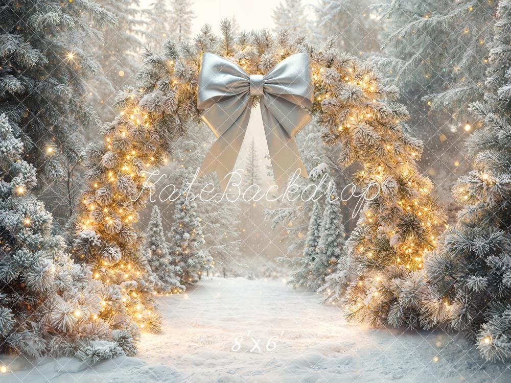 Kate Christmas Flower Arch Snowy Trees Backdrop Designed by Emetselch - Image 3