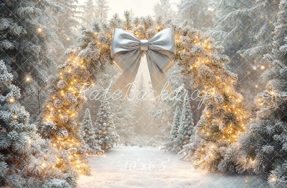 Kate Christmas Flower Arch Snowy Trees Backdrop Designed by Emetselch - Image 4