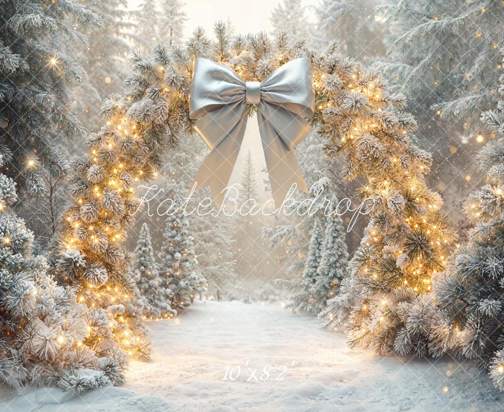 Kate Christmas Flower Arch Snowy Trees Backdrop Designed by Emetselch - Image 6